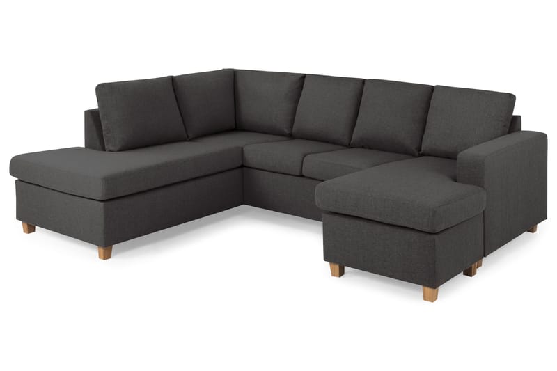 Crazy 4-seters Venstrevendt U-formet Small Sofa med Divan og Sjeselong i Stoff - Mørk grå - Møbler - Sofaer - Sofaer med sjeselong - 3 seters sofa med divan