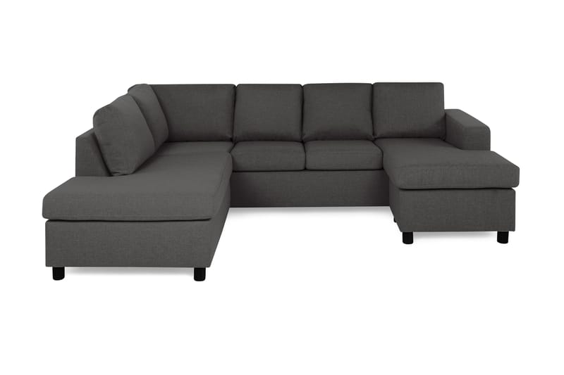 Crazy 4-seters Venstrevendt U-formet Small Sofa med Divan og Sjeselong i Stoff - Mørk grå - Møbler - Sofaer - Sofaer med sjeselong - 3 seters sofa med divan