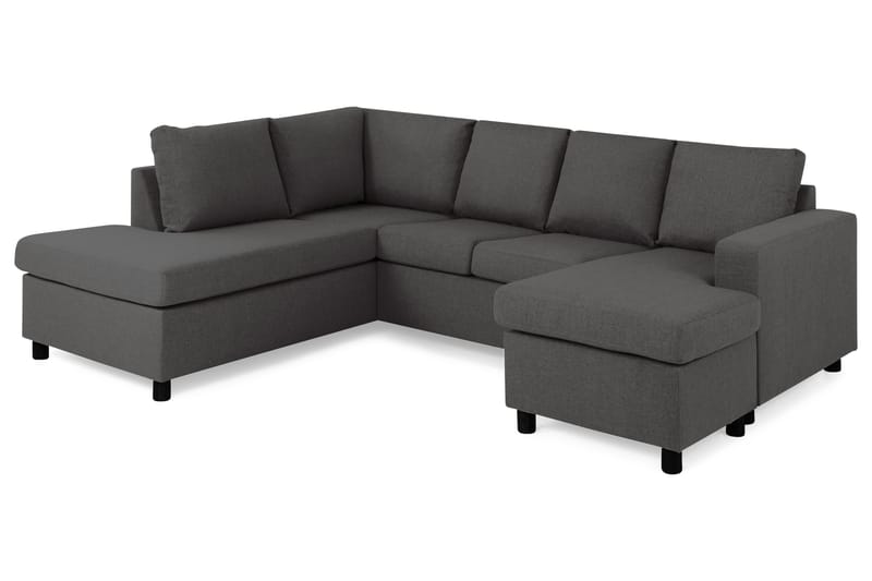 Crazy 4-seters Venstrevendt U-formet Small Sofa med Divan og Sjeselong i Stoff - Mørk grå - Møbler - Sofaer - Sofaer med sjeselong - 3 seters sofa med divan