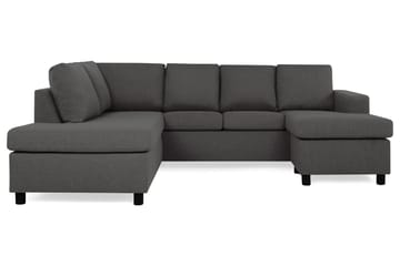 Crazy 4-seters Venstrevendt U-formet Small Sofa med Divan og Sjeselong i Stoff - Mørk grå - Møbler - Sofaer - Sofaer med sjeselong - 3 seters sofa med divan