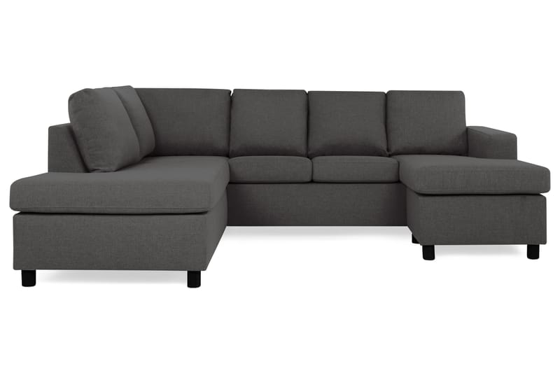 Crazy 4-seters Venstrevendt U-formet Small Sofa med Divan og Sjeselong i Stoff - Mørk grå - Møbler - Sofaer - Sofaer med sjeselong - 3 seters sofa med divan