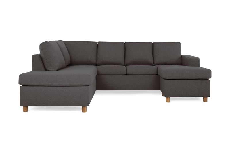 Crazy 4-seters Venstrevendt U-formet Small Sofa med Divan og Sjeselong i Stoff - Mørk grå - Møbler - Sofaer - Sofaer med sjeselong - 3 seters sofa med divan