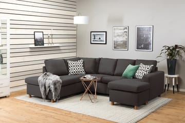Crazy 4-seters Venstrevendt U-formet Small Sofa med Divan og Sjeselong i Stoff - Mørk grå - Møbler - Sofaer - Sofaer med sjeselong - 3 seters sofa med divan