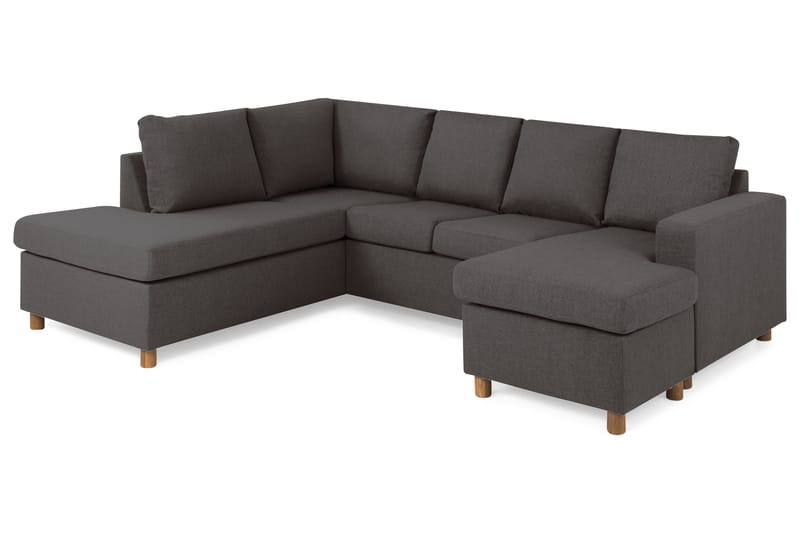 Crazy 4-seters Venstrevendt U-formet Small Sofa med Divan og Sjeselong i Stoff - Mørk grå - Møbler - Sofaer - Sofaer med sjeselong - 3 seters sofa med divan