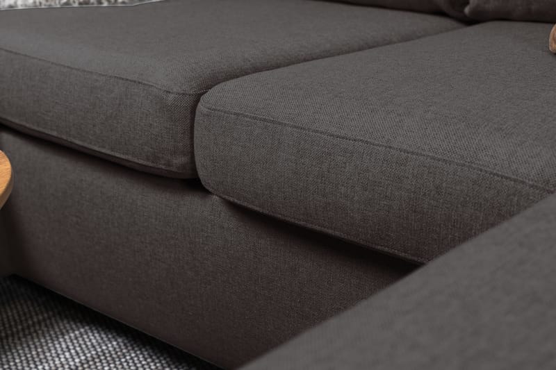 Crazy 4-seters Venstrevendt U-formet Small Sofa med Divan og Sjeselong i Stoff - Mørk grå - Møbler - Sofaer - Sofaer med sjeselong - 3 seters sofa med divan