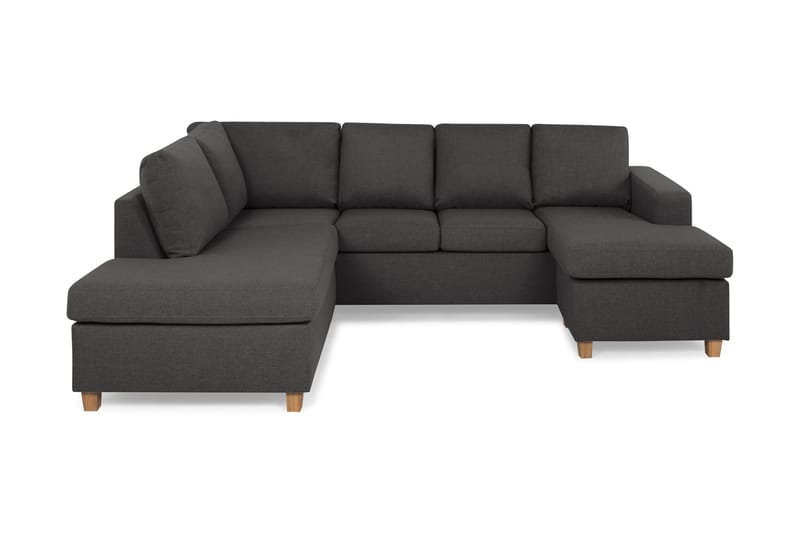 Crazy 4-seters Venstrevendt U-formet Small Sofa med Divan og Sjeselong i Stoff - Mørk grå - Møbler - Sofaer - Sofaer med sjeselong - 3 seters sofa med divan