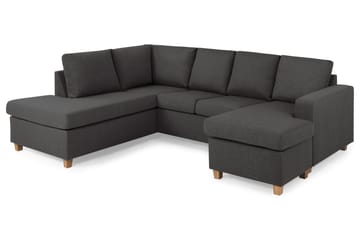 Crazy 4-seters Venstrevendt U-formet Small Sofa med Divan og Sjeselong i Stoff - Mørk grå - Møbler - Sofaer - Sofaer med sjeselong - 3 seters sofa med divan