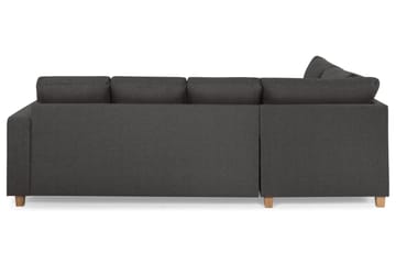Crazy 4-seters Venstrevendt U-formet Small Sofa med Divan og Sjeselong i Stoff - Mørk grå - Møbler - Sofaer - Sofaer med sjeselong - 3 seters sofa med divan