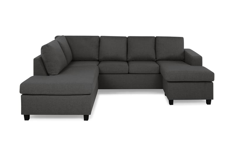 Crazy 4-seters Venstrevendt U-formet Small Sofa med Divan og Sjeselong i Stoff - Mørk grå - Møbler - Sofaer - Sofaer med sjeselong - 3 seters sofa med divan