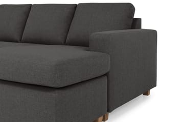 Crazy 4-seters Venstrevendt U-formet Small Sofa med Divan og Sjeselong i Stoff - Mørk grå - Møbler - Sofaer - Sofaer med sjeselong - 3 seters sofa med divan