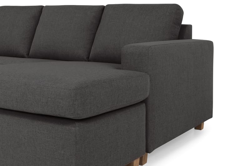 Crazy 4-seters Venstrevendt U-formet Small Sofa med Divan og Sjeselong i Stoff - Mørk grå - Møbler - Sofaer - Sofaer med sjeselong - 3 seters sofa med divan