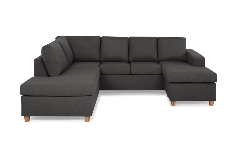 Crazy 4-seters Venstrevendt U-formet Small Sofa med Divan og Sjeselong i Stoff, Mørk grå
