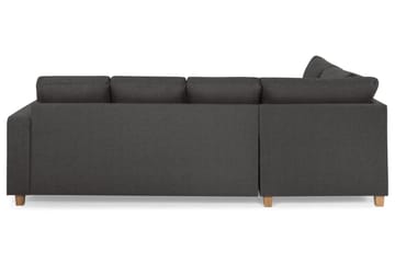 Crazy 4-seters Venstrevendt U-formet Small Sofa med Divan og Sjeselong i Stoff - Mørk grå - Møbler - Sofaer - Sofaer med sjeselong - 3 seters sofa med divan