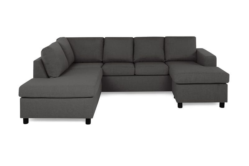 Crazy 4-seters Venstrevendt U-formet Small Sofa med Divan og Sjeselong i Stoff - Mørk grå - Møbler - Sofaer - Sofaer med sjeselong - 3 seters sofa med divan