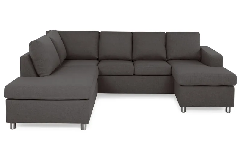 Crazy 4-seters Venstrevendt U-formet Small Sofa med Divan og Sjeselong i Stoff - Mørk grå - Møbler - Sofaer - Sofaer med sjeselong - 3 seters sofa med divan
