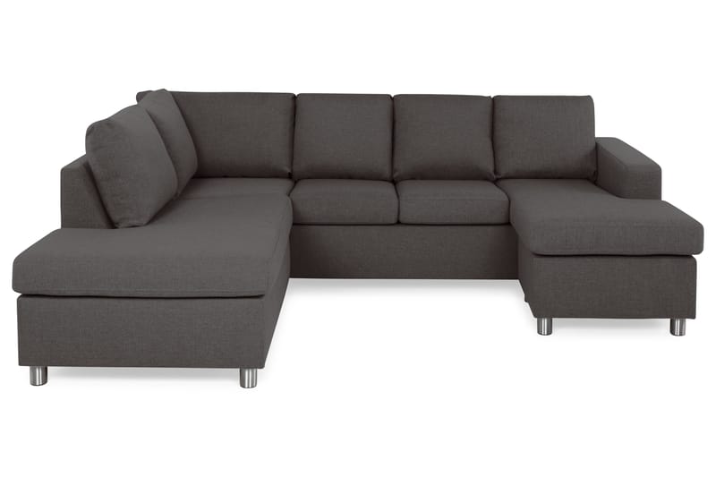 Crazy 4-seters Venstrevendt U-formet Small Sofa med Divan og Sjeselong i Stoff - Mørk grå - Møbler - Sofaer - Sofaer med sjeselong - 3 seters sofa med divan