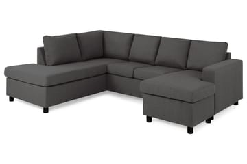 Crazy 4-seters Venstrevendt U-formet Small Sofa med Divan og Sjeselong i Stoff - Mørk grå - Møbler - Sofaer - Sofaer med sjeselong - 3 seters sofa med divan