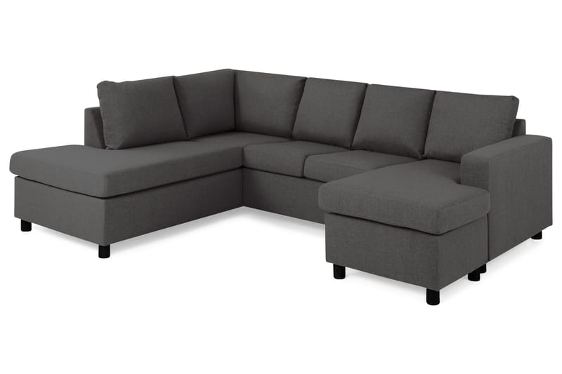 Crazy 4-seters Venstrevendt U-formet Small Sofa med Divan og Sjeselong i Stoff - Mørk grå - Møbler - Sofaer - Sofaer med sjeselong - 3 seters sofa med divan