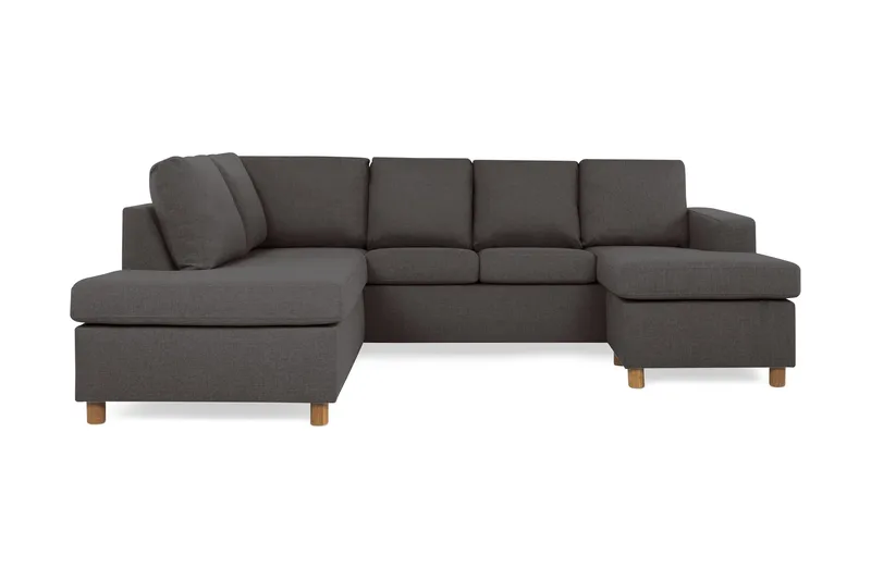 Crazy 4-seters Venstrevendt U-formet Small Sofa med Divan og Sjeselong i Stoff, Mørk grå