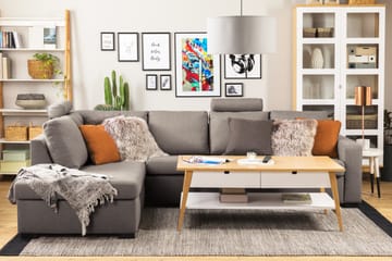 Crazy Limited Edition 4-seters Venstrevendt L-formet Dyp Sjeselongsofa i Stoff - Grå - Møbler - Sofaer - Sofaer med sjeselong - 4 seters sofa med divan
