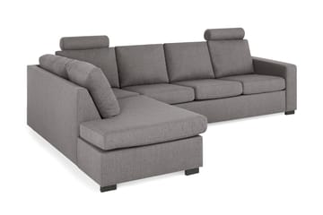 Crazy Limited Edition 4-seters Venstrevendt L-formet Dyp Sjeselongsofa i Stoff - Grå - Møbler - Sofaer - Sofaer med sjeselong - 4 seters sofa med divan