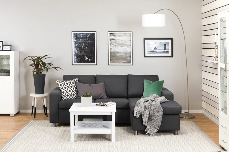 Divansofa Nevada 3-seter Vendbar - Mørkgrå - 3 seters sofa med divan - Sofaer med sjeselong