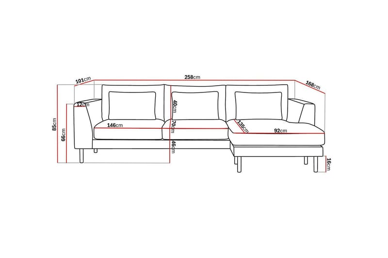 Florenz 3-seters Høyrevendt L-formet Sjeselongsofa i Stoff - Beige - Møbler - Sofaer - Sofaer med sjeselong - 3 seters sofa med divan
