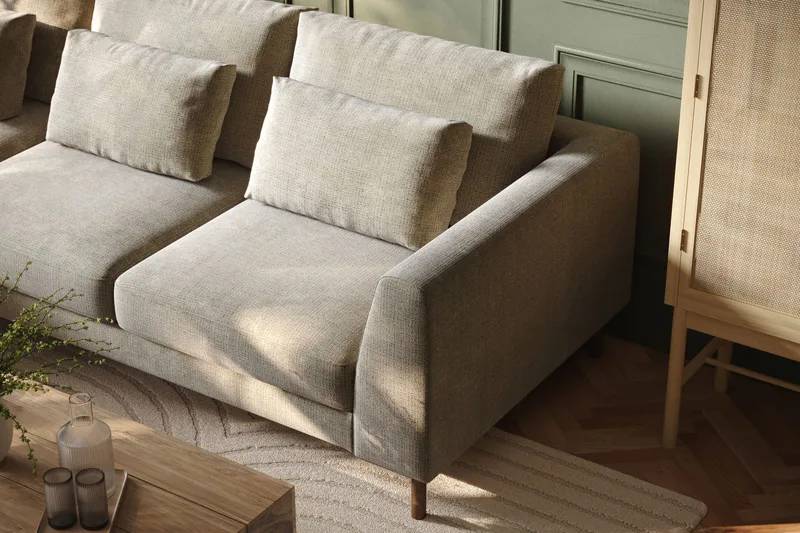 Florenz 3-seters Venstrevendt L-formet Sjeselongsofa i Chenille - Grå/Beige - Møbler - Sofaer - Sofaer med sjeselong - 3 seters sofa med divan