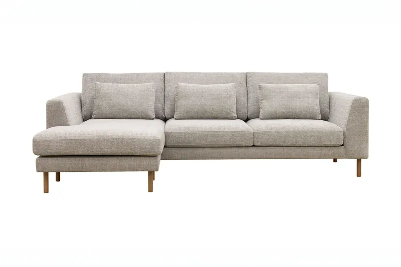 Florenz 3-seters Venstrevendt L-formet Sjeselongsofa i Chenille, Grå/Beige