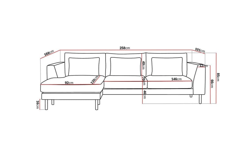 Florenz 3-seters Venstrevendt L-formet Sjeselongsofa i Chenille - Grå/Beige - Møbler - Sofaer - Sofaer med sjeselong - 3 seters sofa med divan