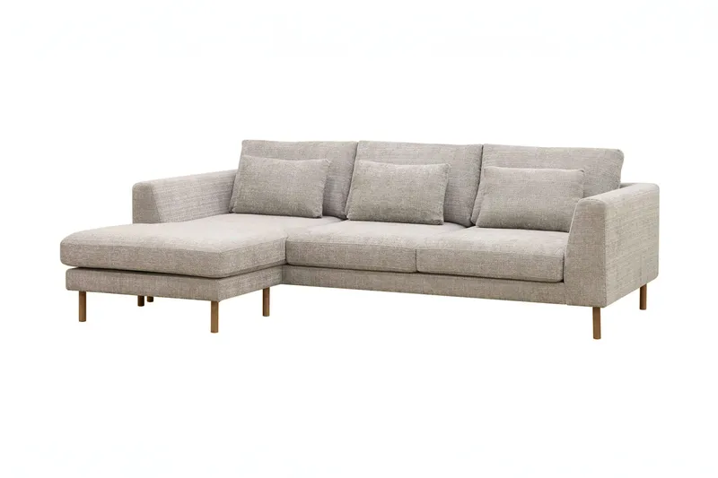 Florenz 3-seters Venstrevendt L-formet Sjeselongsofa i Chenille - Grå/Beige - Møbler - Sofaer - Sofaer med sjeselong - 3 seters sofa med divan