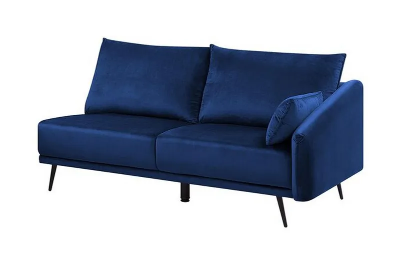 Hjørnesofa med LED-lys Fløyel VARDE - Blå - Møbler - Sofaer - Sofaer med sjeselong - 3 seters sofa med divan