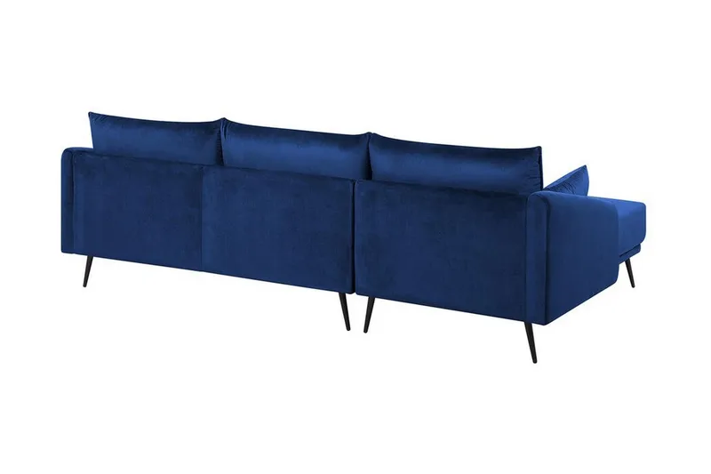 Hjørnesofa med LED-lys Fløyel VARDE - Blå - Møbler - Sofaer - Sofaer med sjeselong - 3 seters sofa med divan