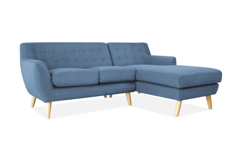 Hjørnesofa Motala 140 cm - Blå - 3 seters sofa med divan - Sofaer med sjeselong