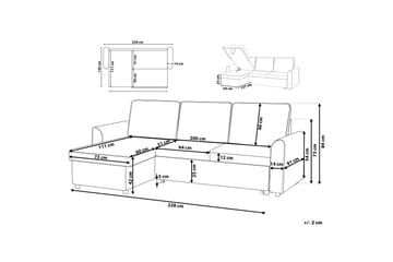 Hjørnesofa Nesna 228 cm - Svart - Møbler - Sofaer - Sofaer med sjeselong - 3 seters sofa med divan