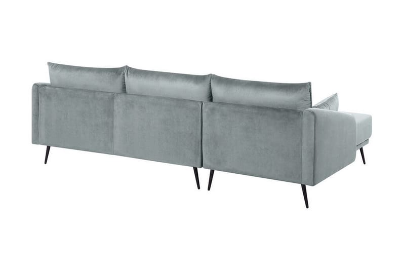 Hjørnesofa Zaney Høyre med LED-Belysning Fløyel - Grå - 3 seters sofa med divan - Sofaer med sjeselong