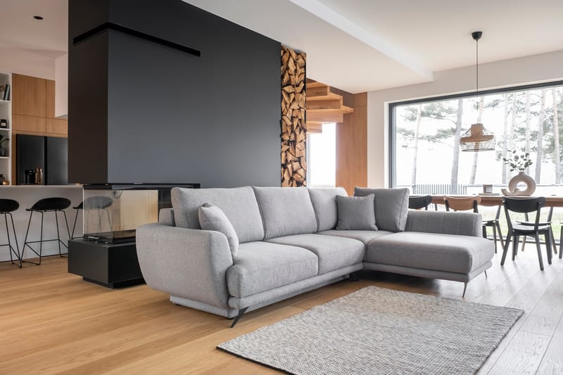 Larde sofa med Sjeselong Høyre, Lysegrå