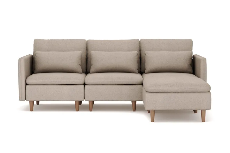 Lovis 3-seters sofa med vendbar sjeselong i stoff, Beige