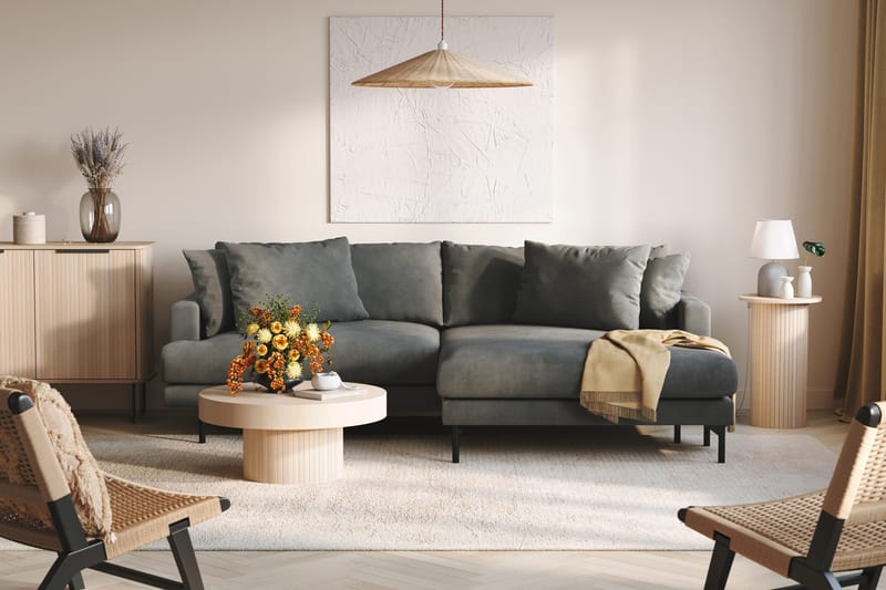Menard 4-seters Høyrevendt L-formet Divansofa i Manchester - Grå - Møbler - Sofaer - Sofaer med sjeselong - 4 seters sofa med divan