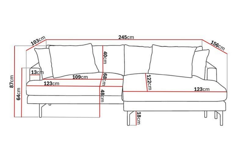 Menard 4-seters Høyrevendt L-formet Divansofa i Manchester - Grønn - Møbler - Sofaer - Sofaer med sjeselong - 4 seters sofa med divan