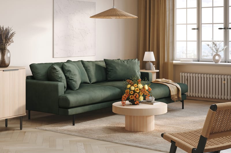 Menard 4-seters Høyrevendt L-formet Divansofa i Manchester - Grønn - Møbler - Sofaer - Sofaer med sjeselong - 4 seters sofa med divan