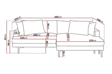 Menard 4-seters Høyrevendt L-formet Divansofa i Manchester - Mørk grå - Møbler - Sofaer - Sofaer med sjeselong - 4 seters sofa med divan