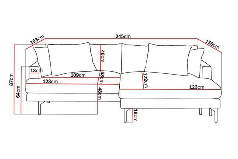 Menard 4-seters Høyrevendt L-formet Divansofa i Manchester - Mørk grå - Møbler - Sofaer - Sofaer med sjeselong - 4 seters sofa med divan