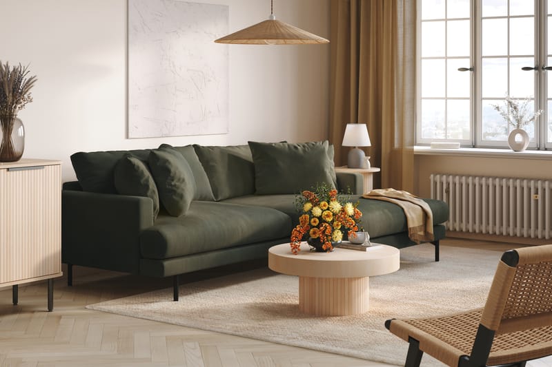 Menard 4-seters Høyrevendt L-formet Divansofa i Manchester - Mørk grønn - Møbler - Sofaer - Sofaer med sjeselong - 4 seters sofa med divan