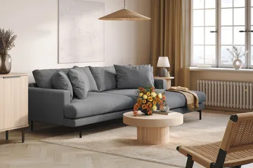 Menard 4-seters Høyrevendt L-formet Divansofa i Stoff - Mørk grå - Møbler - Sofaer - Sofaer med sjeselong - 4 seters sofa med divan