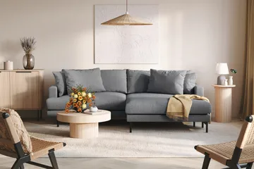 Menard 4-seters Høyrevendt L-formet Divansofa i Stoff - Mørk grå - Møbler - Sofaer - Sofaer med sjeselong - 4 seters sofa med divan