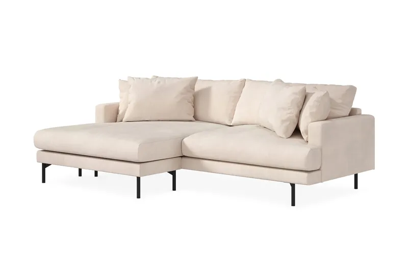 Menard 4-seters Venstrevendt L-formet Divansofa i Manchester - Beige - Møbler - Sofaer - Sofaer med sjeselong - 4 seters sofa med divan