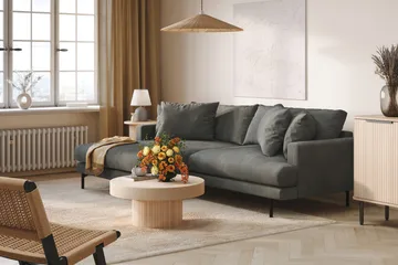 Menard 4-seters Venstrevendt L-formet Divansofa i Manchester - Grå - Møbler - Sofaer - Sofaer med sjeselong - 4 seters sofa med divan