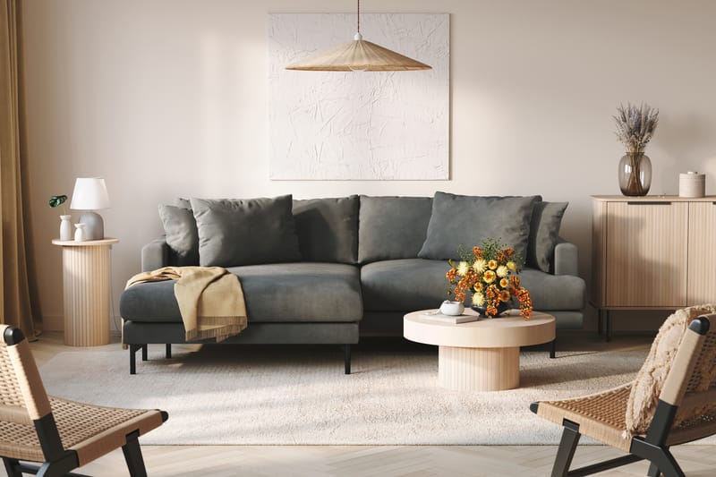 Menard 4-seters Venstrevendt L-formet Divansofa i Manchester - Grå - Møbler - Sofaer - Sofaer med sjeselong - 4 seters sofa med divan