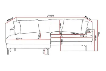 Menard 4-seters Venstrevendt L-formet Divansofa i Manchester - Grønn - Møbler - Sofaer - Sofaer med sjeselong - 4 seters sofa med divan